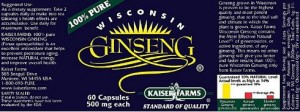 Kaiser Farms Wisconsin Ginseng Nutrition Facts